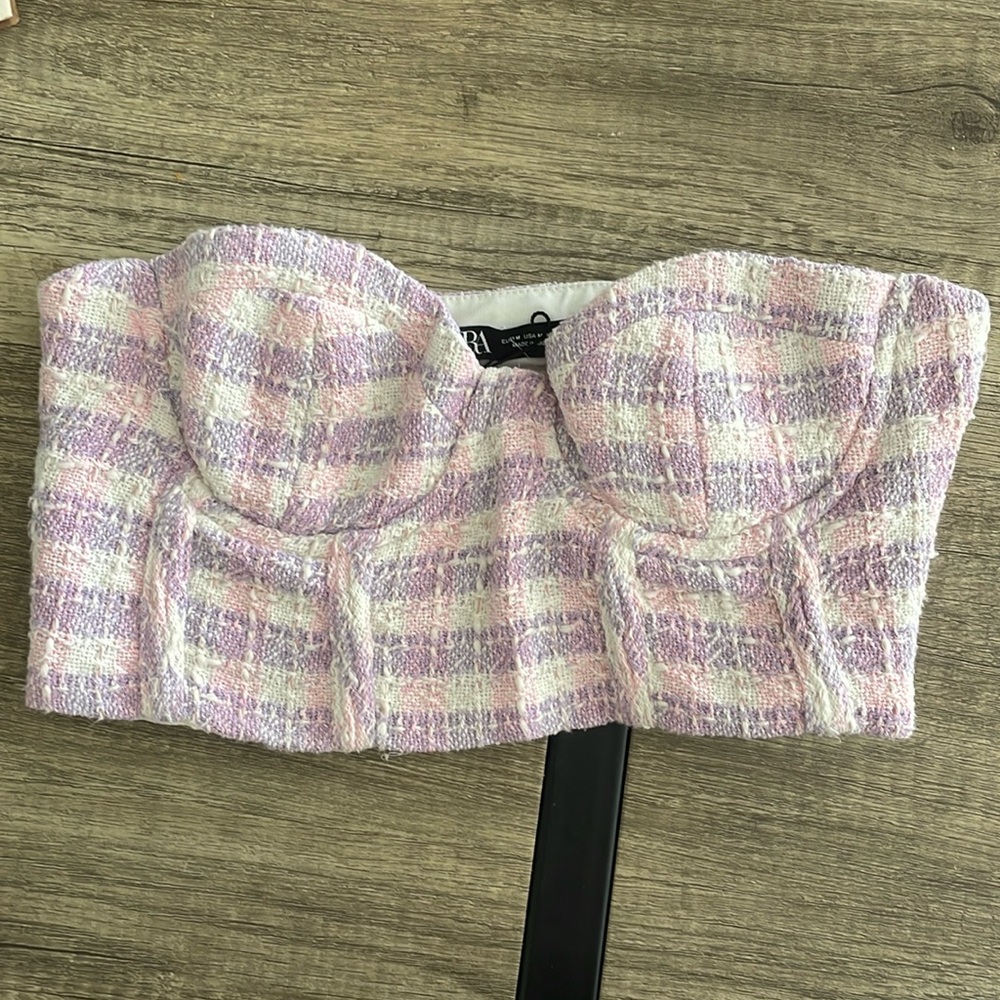 Zara Tweed Strapless Top
